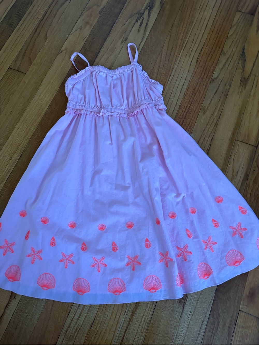 J. Crew Factory Light Pink Sundress with Coral Shell Trim